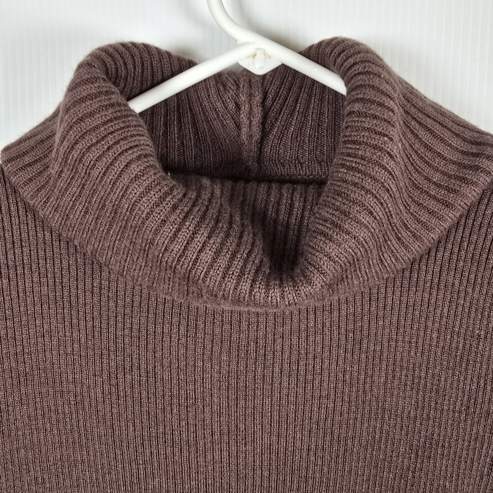 Tweeds Womens Wool Chocolate Brown Cowl Neck Ribbed Long Sleeve Sweater Size M - Picture 3 of 8
